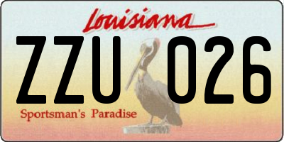 LA license plate ZZU026