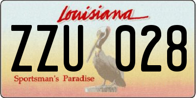 LA license plate ZZU028