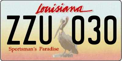 LA license plate ZZU030