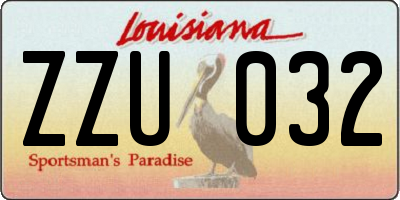 LA license plate ZZU032