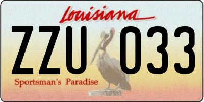 LA license plate ZZU033