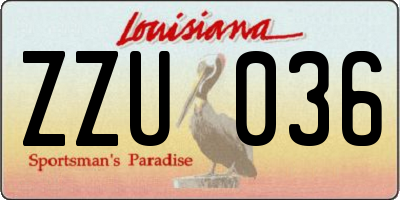 LA license plate ZZU036