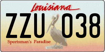 LA license plate ZZU038