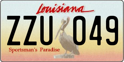 LA license plate ZZU049