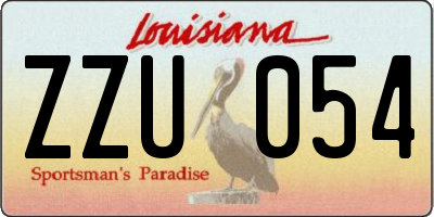 LA license plate ZZU054
