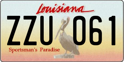 LA license plate ZZU061