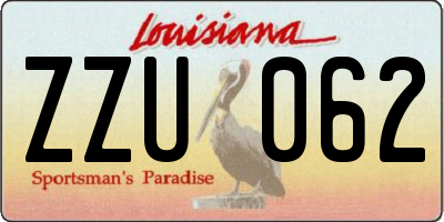 LA license plate ZZU062