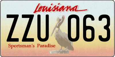 LA license plate ZZU063