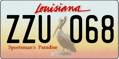 LA license plate ZZU068