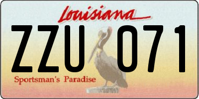 LA license plate ZZU071