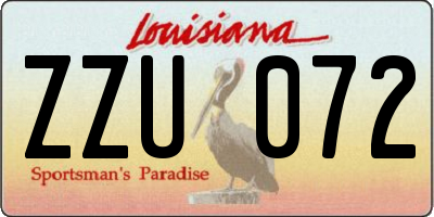 LA license plate ZZU072
