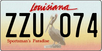 LA license plate ZZU074