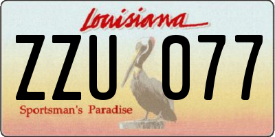 LA license plate ZZU077