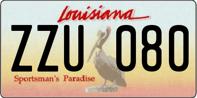LA license plate ZZU080