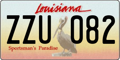 LA license plate ZZU082