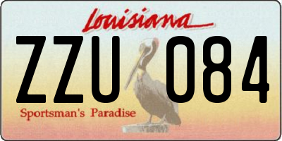 LA license plate ZZU084