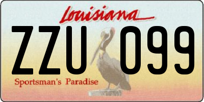 LA license plate ZZU099