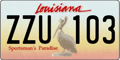 LA license plate ZZU103