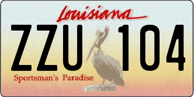 LA license plate ZZU104