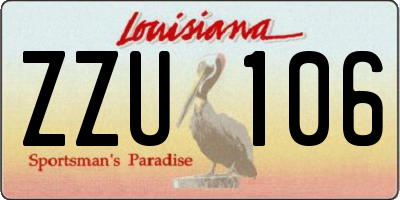 LA license plate ZZU106