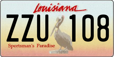 LA license plate ZZU108