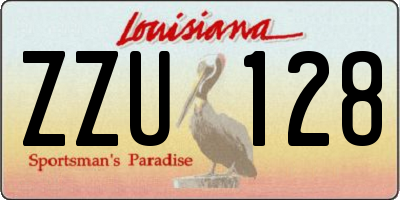 LA license plate ZZU128