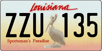 LA license plate ZZU135