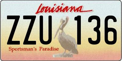 LA license plate ZZU136