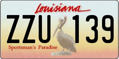 LA license plate ZZU139