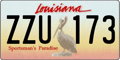 LA license plate ZZU173