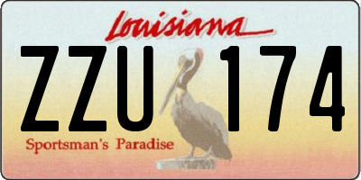LA license plate ZZU174