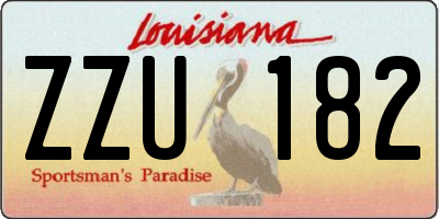 LA license plate ZZU182