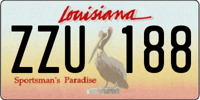 LA license plate ZZU188