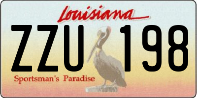 LA license plate ZZU198