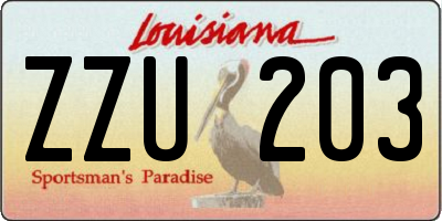 LA license plate ZZU203