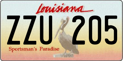 LA license plate ZZU205