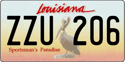 LA license plate ZZU206