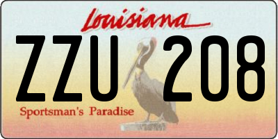 LA license plate ZZU208