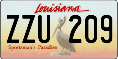 LA license plate ZZU209