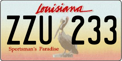 LA license plate ZZU233