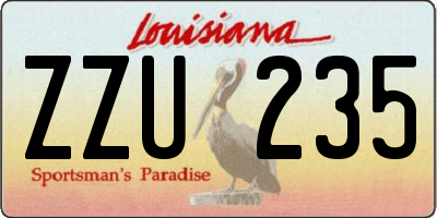 LA license plate ZZU235