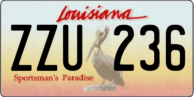 LA license plate ZZU236