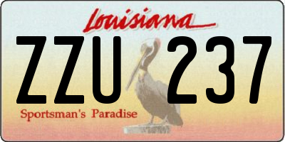 LA license plate ZZU237