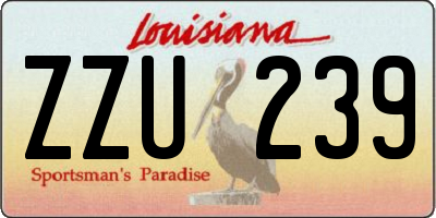 LA license plate ZZU239