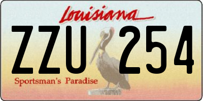 LA license plate ZZU254