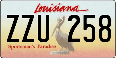 LA license plate ZZU258