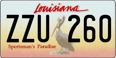 LA license plate ZZU260