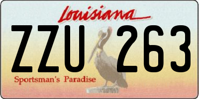 LA license plate ZZU263