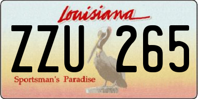 LA license plate ZZU265