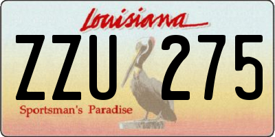 LA license plate ZZU275